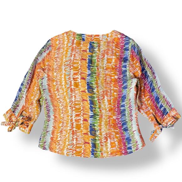 Coldwater Creek Silk Multicolor 3/4 Sleeve Blouse Womens Size PS Boho - Picture 7 of 10